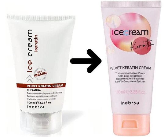 Крем с кератином против секущихся кончиков Inebrya Velvet Keratin Cream, 100 ml, изображение 2