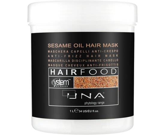 Маска для разглаживания волос Масло кунжута Rolland UNA Hair Food Sesam Oil Hair Treatment Anti-Frizz Mask, 1000 ml