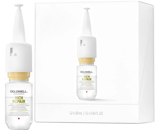 Интенсивная восстанавливающая сыворотка для сухих и поврежденных волос Goldwell Dualsenses Rich Repair Intensive Restoring Serum, 12*18 ml, изображение 2