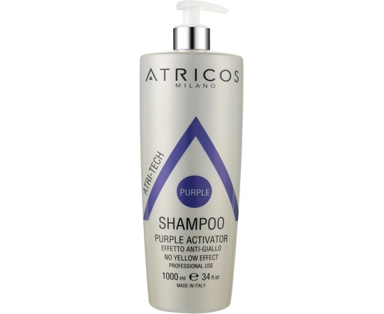 Шампунь Пурпурный активатор для светлых и седых волос Atricos Purple Activator No Yellow Effect Shampoo, изображение 3