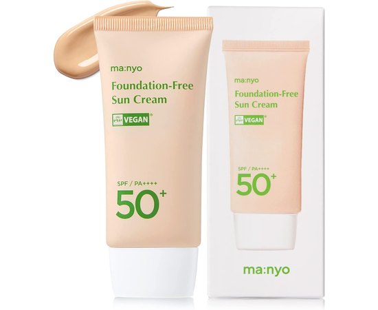 Крем сонцезахисний з тонувальною дією Manyo Foundation-Free Sun Cream SPF50, 50 ml, фото 