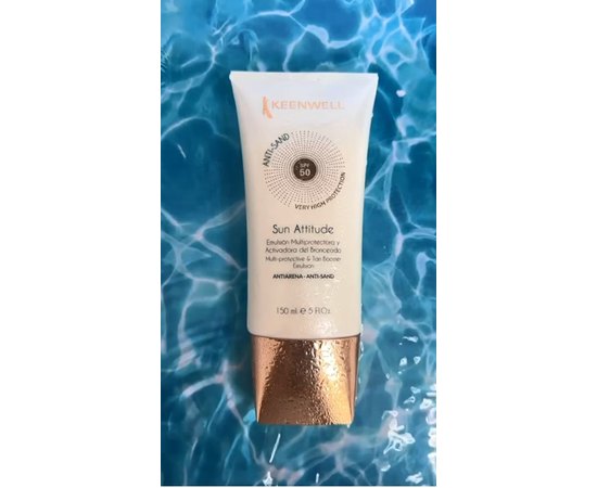 Мультизащитная и активирующая эмульсия для загара Анти-песок Keenwell Multi Protective & Tan Booster Emulsion Anti-Sand SPF50, 150 ml, изображение 2