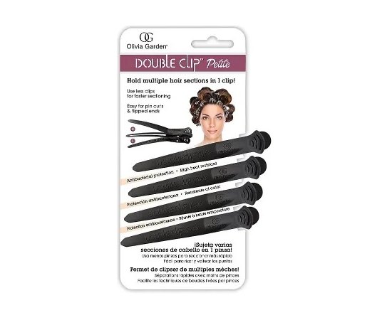 Двойные зажимы Olivia Garden Double Clip черные 4 шт, изображение 2