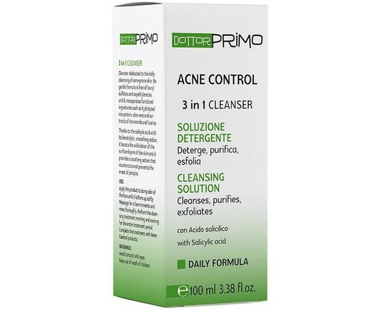 Салициловый 2% очищающий гель Акне Контроль Dottor Primo Acne Control 3 in 1 Cleanser, 100 ml, изображение 2