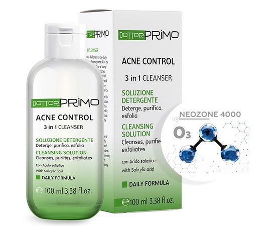Салициловый 2% очищающий гель Акне Контроль Dottor Primo Acne Control 3 in 1 Cleanser, 100 ml, изображение 3