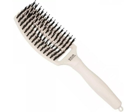 Щетка изогнутая продувная с комбинированной щетиной Olivia Garden Finger Brush Combo Medium Edelweiss, изображение 2