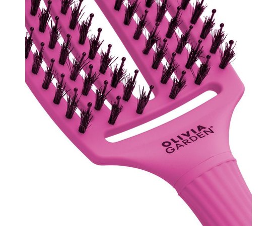 Щетка изогнутая продувная с комбинированной щетиной Olivia Garden Finger Brush Combo Think Pink Bright Pink, изображение 2