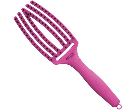 Щетка изогнутая продувная с комбинированной щетиной Olivia Garden Finger Brush Combo Think Pink Bright Pink