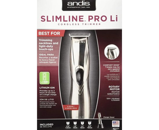 Тример для стрижки волосся Andis D-8 Slimline Pro Li T-Blade Titan AN 32445, фото _ab__is.image_number.default