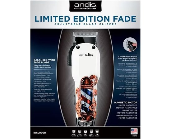 Машинка для стрижки волос Andis Fade Limited Edition Barber Pole, изображение 3