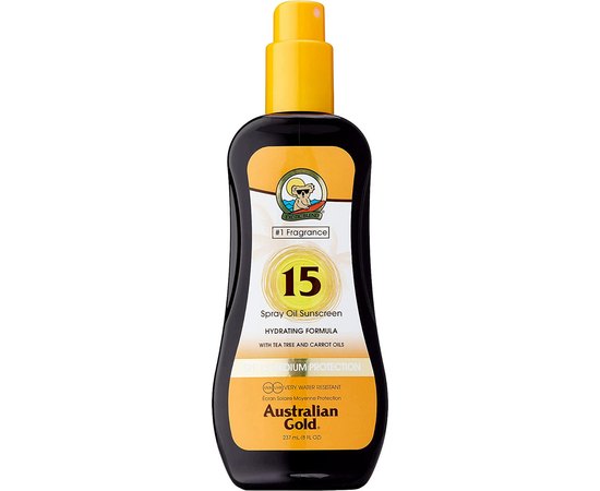 Australian Gold SPF15 Spray Oil with Carrot Сонцезахисний спрей з морквяним маслом, 237 мл, фото 