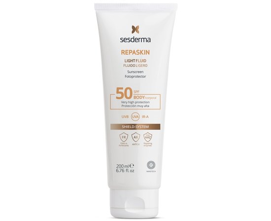 Солнцезащитный флюид для тела Sesderma Repaskin Light Fluid Body Sunscreen SPF50, 200 ml, изображение 2 Солнцезащитный флюид для тела Sesderma Repaskin Light Fluid Body Sunscreen SPF50, 200 ml, изображение 2