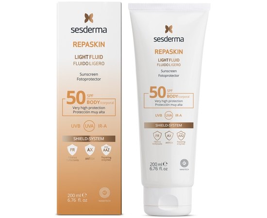 Сонцезахисний флюїд для тіла Sesderma Repaskin Light Fluid Body Sunscreen SPF50, 200 ml, фото 