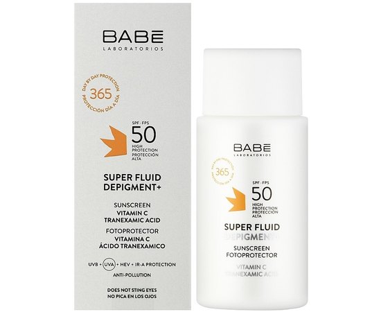 Солнцезащитный флюид-депигментант с транексамовой кислотой Babe Laboratorios Sun Protection Super Fluid Depigment+ SPF50, 50 ml, изображение 2