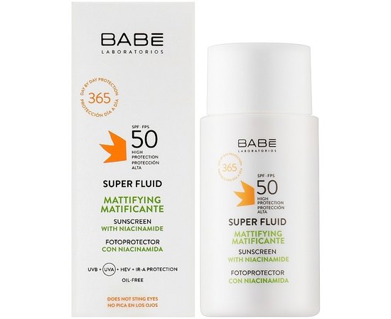 Солнцезащитный матирующий суперфлюид с ниацинамидом Babe Laboratorios Super Fluid Mattifying SPF50, 50 ml, изображение 2