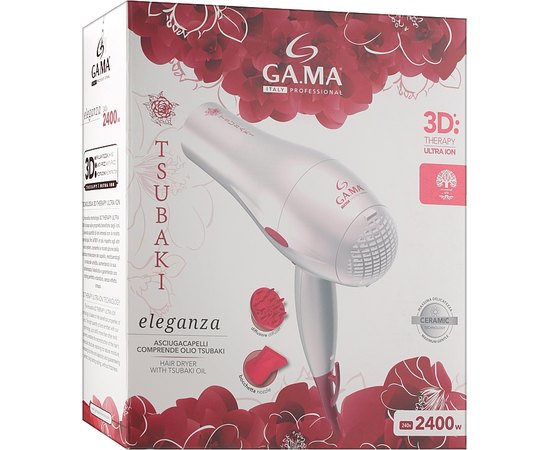 Фен для волос GA.MA ELEGANCE 3D Tsubaki + TSUBAKI OIL 30 ml GH1810, 2400 W, изображение 3 Фен для волос GA.MA ELEGANCE 3D Tsubaki + TSUBAKI OIL 30 ml GH1810, 2400 W, изображение 3