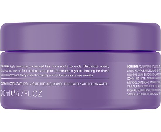 Маска от желтизны осветленных волос Lee Stafford Bleach Blondes Purple Toning Treatment Mask, 200 ml, изображение 2