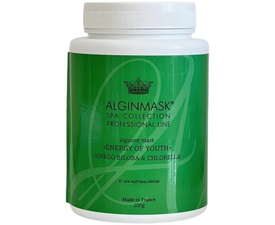 Альгінатна маска для обличчя Енергія молодості Alginmask Alginate Mask Energy of Youth Ginkgo Biloba & Chlorella, фото 