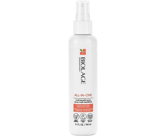 Мультифункціональний спрей з кокосовим маслом для всіх типів волосся Biolage All-In-One Coconut Infusion Multi-Benefit Spray, 150 ml, фото 
