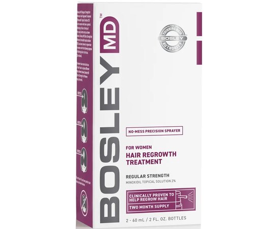 Спрей с миноксидилом 2% для восстановления роста волос у женщин Bosley Hair Regrowth Treatment For Women Minoxidil 2% Topical Solution Sprayer, 2x60 ml, изображение 5
