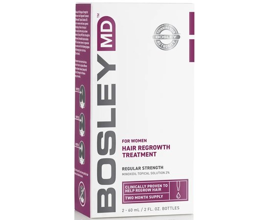 Раствор с миноксидилом 2% для восстановления роста волос у женщин Bosley Hair Regrowth Treatment Minoxidil 2% Topical Solution, 2x60 ml, изображение 6