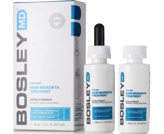 Розчин з міноксидилом 5% для відновлення росту волосся у чоловіків Bosley Hair Regrowth Treatment Minoxidil 5% Topical Solution, 2x60 ml, фото 