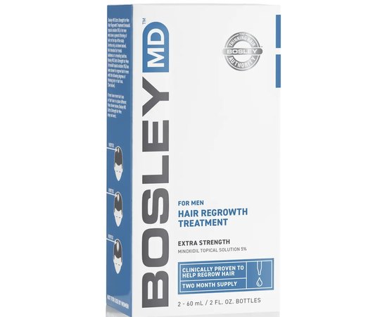 Раствор с миноксидилом 5% для восстановления роста волос у мужчин Bosley Hair Regrowth Treatment Minoxidil 5% Topical Solution, 2x60 ml, изображение 6