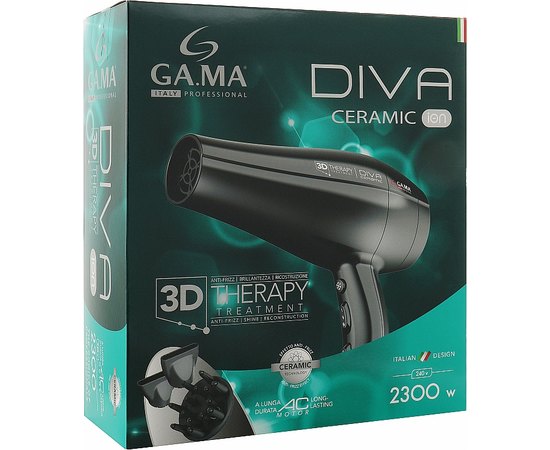 Фен для волос GA.MA DIVA 3D THERAPY GH3536, 2300 W, изображение 5 Фен для волос GA.MA DIVA 3D THERAPY GH3536, 2300 W, изображение 5