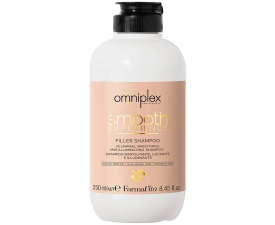 Живильний шампунь для розгладження та відновлення волосся Farmavita Omniplex Smooth Experience Filler Shampoo, 250 ml, фото 