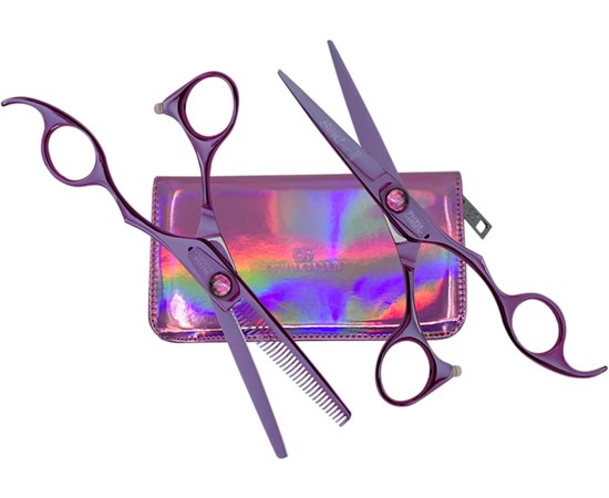 Набор парикмахерских ножниц Silk Cut ThinkPink 2023 neon purple LE Olivia Garden