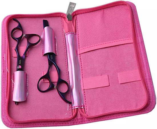 Набор парикмахерских ножниц Silk Cut ThinkPink 2023 neon purple LE Olivia Garden, изображение 2