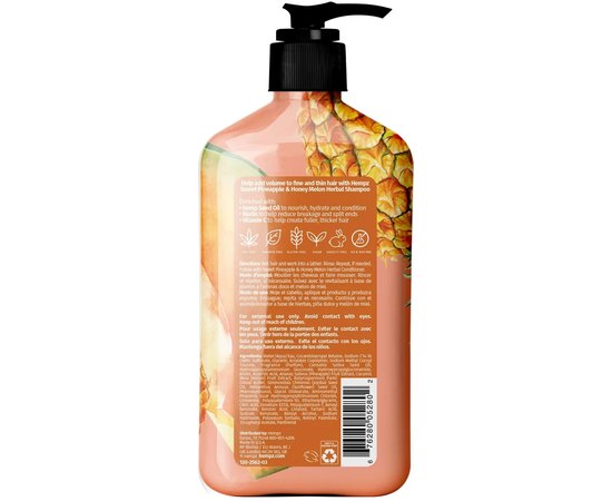 Шампунь для об'єму Ананас-Медова диня Hempz Sweet Pineapple & Honey Melon Herbal Shampoo, фото _ab__is.image_number.default