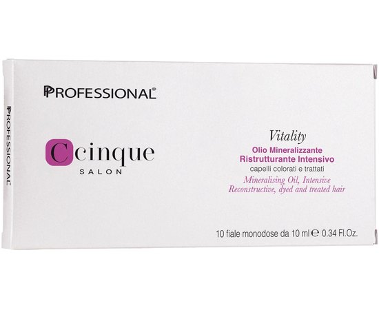 Восстанавливающее минерализующее масло для волос Professional C Cinque Vitality Mineralizing Oil, 10x10 ml