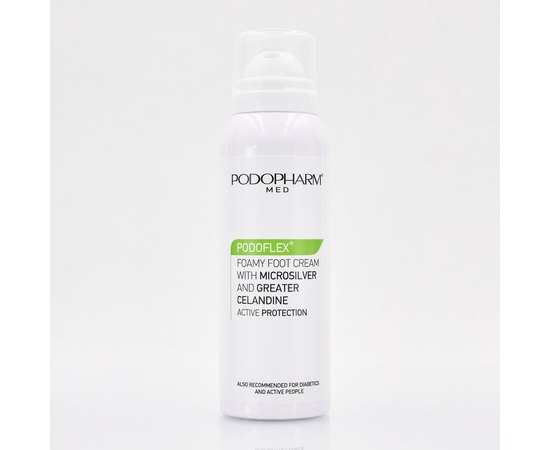 Крем пена для стоп с микросеребром и келендулой Podopharm Podoflex Foamy Foot Cream With Microsilver and Greater Celandine, 125 ml, изображение 2
