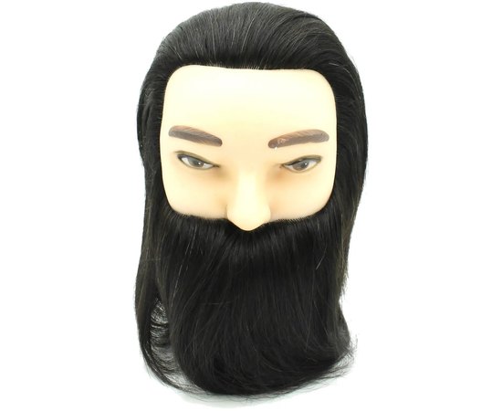 Голова навчальна перукарська з натуральним волоссям та бородою "Брюнет" SPL 519/А-1, фото 
