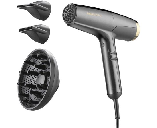 Фен для волос BaByliss PRO Falco Grey&Gold BAB8550E, изображение 2