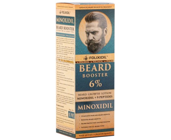Лосьон для роста волос и бороды 6% Folixidil Beard Booster 6%, 60 ml