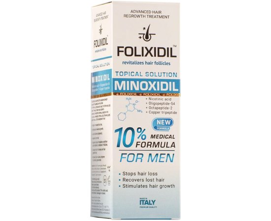 Лосьйон проти випадіння волосся у чоловіків 10% Folixidil Minoxidil 10% For Men, 60 ml, фото 