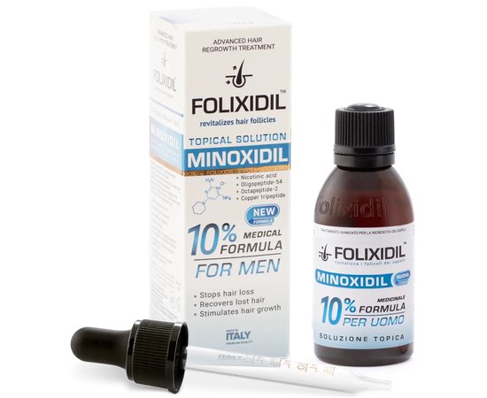 Лосьон против выпадения волос у мужчин 10% Folixidil Minoxidil 10% For Men, 60 ml, изображение 3