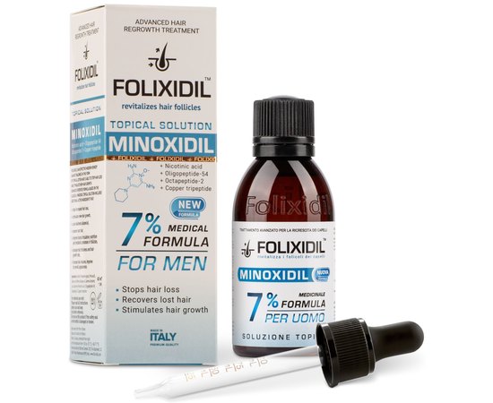 Лосьон для роста волос 7% Folixidil Minoxidil 7%, 60 ml, изображение 2