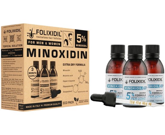 Набор от выпадения волос Folixidil Minoxidil Set 5%, 3*60 ml