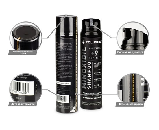 Лечебный шампунь для ускорения роста волос Folixidil Shampoo, 150 ml, изображение 3
