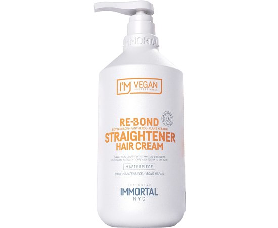 Крем для глубокого восстановления и выпрямления волос Immortal NYC Vegan Re Bond Straightener Hair Cream, 1000 ml