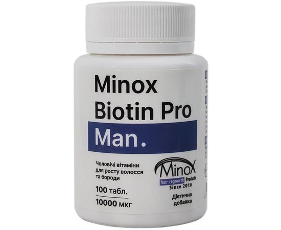 Вітаміни для росту волосся та бороди Minox Biotin Pro Man, 100ps, фото 
