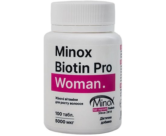 Вітаміни жіночі для росту волосся Minox Biotin Pro Woman, 100ps, фото 