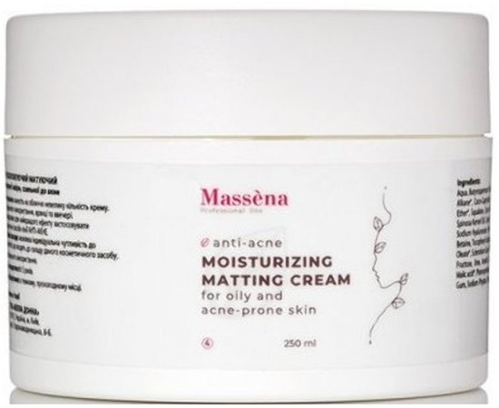 Крем для обличчя зволожуючий матуючий Massena Anti-Acne Moisturizing Matting Cream, 250 ml, фото 