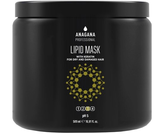 Маска Ліпідна з кератином для сухого та пошкодженого волосся Anagana Lipid Mask, 500 ml, фото 