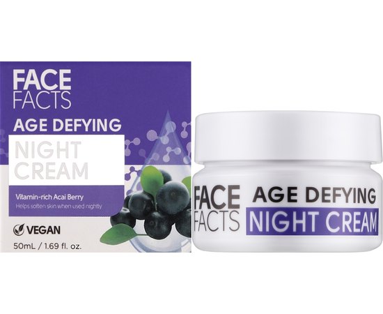 Антивозрастной ночной крем для кожи лица Face Facts Age Defying Night Cream, 50 ml, изображение 2