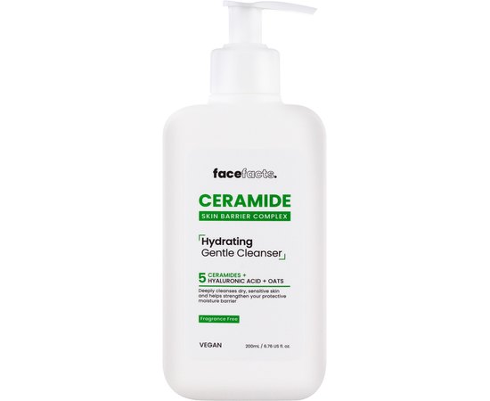 Увлажняющее средство с керамидами для очищения кожи лица Face Facts Ceramide Hydrating Cleanser, 200 ml