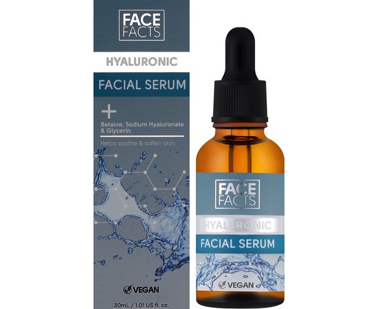 Гиалуроновая сыворотка для кожи лица Face Facts Hyaluronic Face Serum, 30 ml, изображение 2